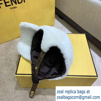 Fendi Shearling Hat White with FF Motif 2020