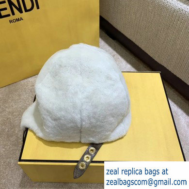 Fendi Shearling Hat White with FF Motif 2020