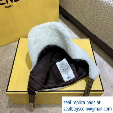 Fendi Shearling Hat White with FF Motif 2020