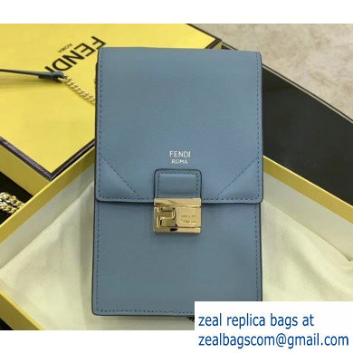 Fendi Vertical Wallet On Chain Kan U Mini Bag Baby Blue 2020