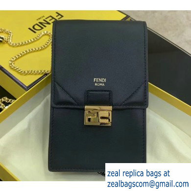 Fendi Vertical Wallet On Chain Kan U Mini Bag Black 2020