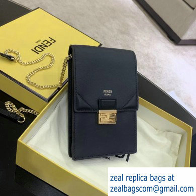 Fendi Vertical Wallet On Chain Kan U Mini Bag Black 2020