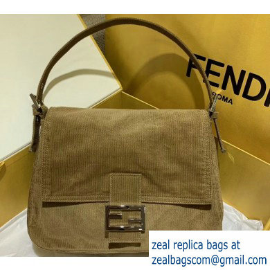 Fendi Vintage Corduroy Large Baguette Bag Khaki 2020 - Click Image to Close