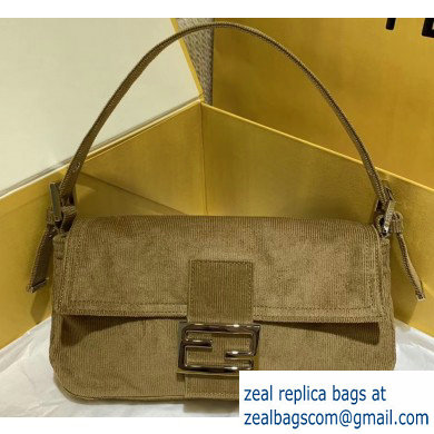 Fendi Vintage Corduroy Medium Baguette Bag Khaki 2020 - Click Image to Close