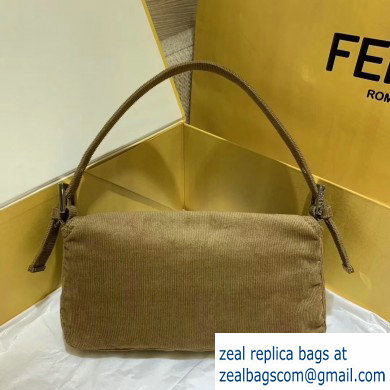 Fendi Vintage Corduroy Medium Baguette Bag Khaki 2020 - Click Image to Close