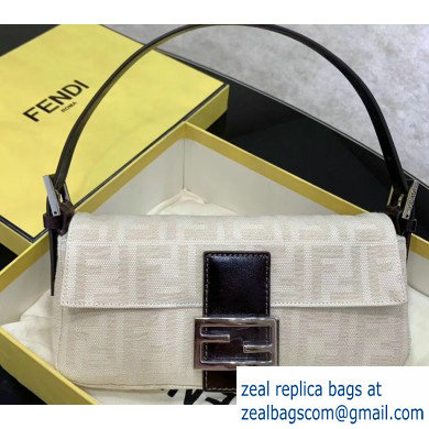 Fendi Vintage FF Fabric Medium Baguette Bag Creamy 2020 - Click Image to Close