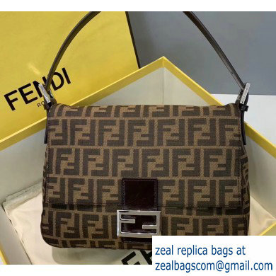 Fendi Vintage FF Motif Brown Fabric Large Baguette Bag 2020