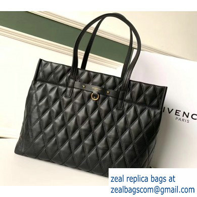 Givenchy Duo Shopper Tote Bag in Diamond Quilted Leather Black - Click Image to Close