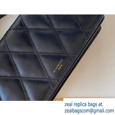 Givenchy Gv3 Strap Wallet in Diamond Quilted Leather Black