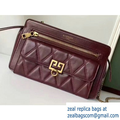 Givenchy Pocket Shoulder Bag in Diamond Quilted Leather Burgundy - Click Image to Close