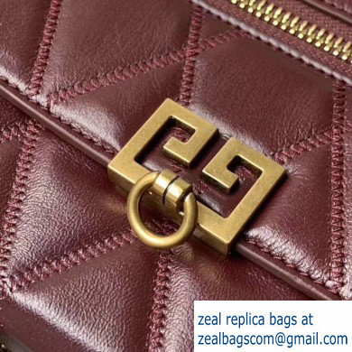 Givenchy Pocket Shoulder Bag in Diamond Quilted Leather Burgundy