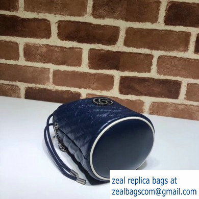 Gucci Diagonal GG Marmont Double G Mini Bucket Bag 575163 Blue/White 2020
