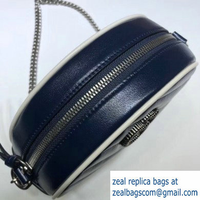 Gucci Diagonal GG Marmont Mini Round Shoulder Bag 550154 Blue/White 2020 - Click Image to Close