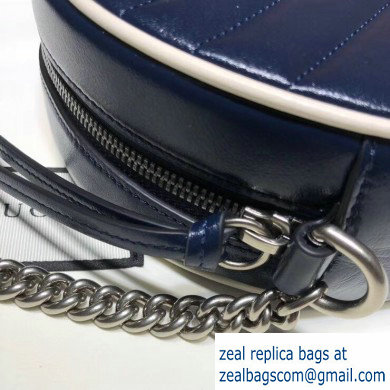 Gucci Diagonal GG Marmont Mini Round Shoulder Bag 550154 Blue/White 2020