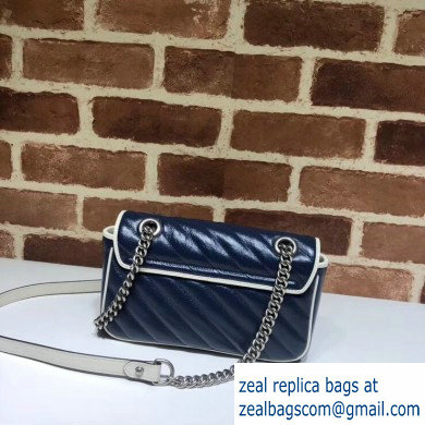 Gucci Diagonal GG Marmont Mini Shoulder Bag 446744 Blue/White 2020