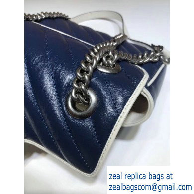 Gucci Diagonal GG Marmont Mini Shoulder Bag 446744 Blue/White 2020