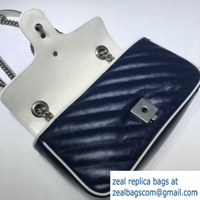 Gucci Diagonal GG Marmont Mini Shoulder Bag 446744 Blue/White 2020
