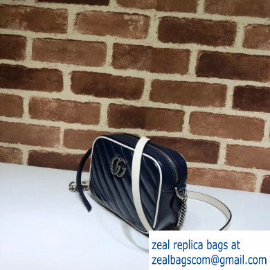 Gucci Diagonal GG Marmont Mini Shoulder Camera Bag 448065 Leather Blue/White 2020