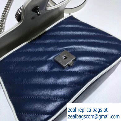 Gucci Diagonal GG Marmont Mini Top Handle Bag 583571 Blue/White 2020 - Click Image to Close