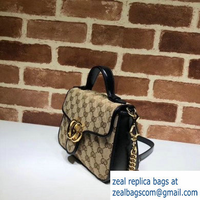 Gucci Diagonal GG Marmont Mini Top Handle Bag 583571 Canvas Black 2020 - Click Image to Close