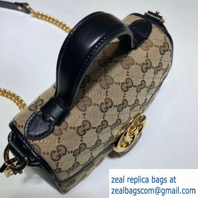 Gucci Diagonal GG Marmont Mini Top Handle Bag 583571 Canvas Black 2020