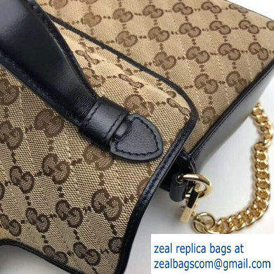 Gucci Diagonal GG Marmont Mini Top Handle Bag 583571 Canvas Black 2020 - Click Image to Close