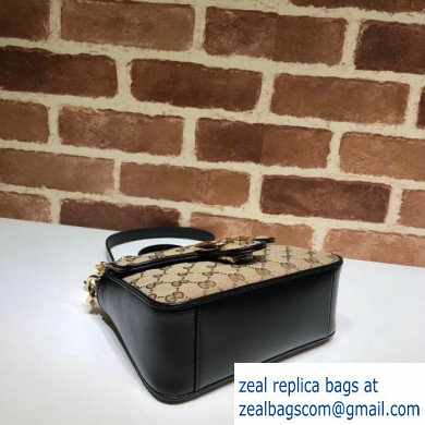 Gucci Diagonal GG Marmont Mini Top Handle Bag 583571 Canvas Black 2020 - Click Image to Close