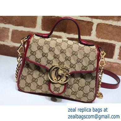 Gucci Diagonal GG Marmont Mini Top Handle Bag 583571 Canvas Red 2020 - Click Image to Close