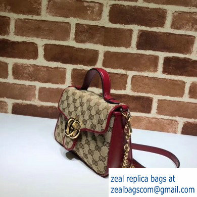 Gucci Diagonal GG Marmont Mini Top Handle Bag 583571 Canvas Red 2020