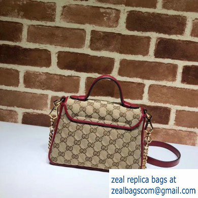 Gucci Diagonal GG Marmont Mini Top Handle Bag 583571 Canvas Red 2020