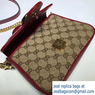 Gucci Diagonal GG Marmont Mini Top Handle Bag 583571 Canvas Red 2020 - Click Image to Close