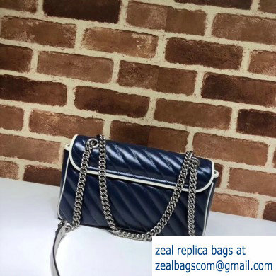 Gucci Diagonal GG Marmont Small Shoulder Bag 443497 Blue/White 2020 - Click Image to Close