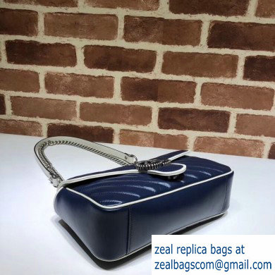 Gucci Diagonal GG Marmont Small Shoulder Bag 443497 Blue/White 2020