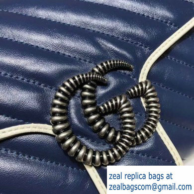 Gucci Diagonal GG Marmont Small Shoulder Bag 443497 Blue/White 2020 - Click Image to Close
