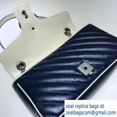 Gucci Diagonal GG Marmont Small Shoulder Bag 443497 Blue/White 2020 - Click Image to Close