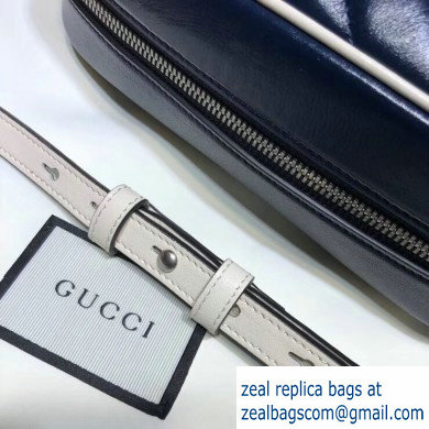 Gucci Diagonal GG Marmont Small Shoulder Camera Bag 447632 Leather Blue/White 2020 - Click Image to Close