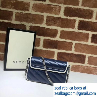 Gucci Diagonal GG Marmont Super Mini Shoulder Bag 574969 Blue/White 2020