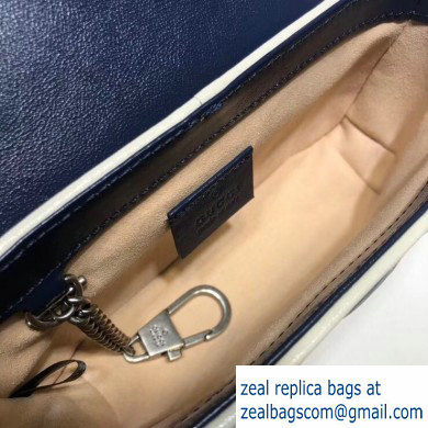 Gucci Diagonal GG Marmont Super Mini Shoulder Bag 574969 Blue/White 2020 - Click Image to Close