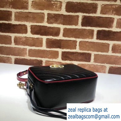 Gucci GG Marmont Small Shoulder Bag with Bamboo 602270 Black/Red 2020 - Click Image to Close