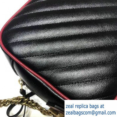 Gucci GG Marmont Small Shoulder Bag with Bamboo 602270 Black/Red 2020 - Click Image to Close