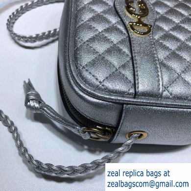 Gucci Laminated Leather Mini Shoulder Bag 534950 Silver 2020