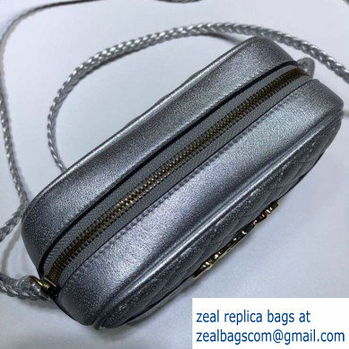 Gucci Laminated Leather Mini Shoulder Bag 534950 Silver 2020