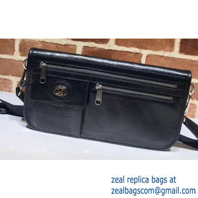 Gucci Medium Soft Leather Messenger Bag 575837 Black 2020 - Click Image to Close