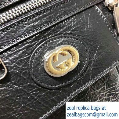 Gucci Medium Soft Leather Messenger Bag 575837 Black 2020 - Click Image to Close