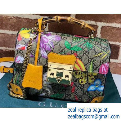 Gucci Padlock Small Bamboo Shoulder Bag 603221 GG Flora Print 2020 - Click Image to Close