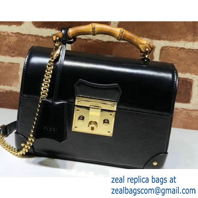 Gucci Padlock Small Bamboo Shoulder Bag 603221 Leather Black 2020 - Click Image to Close