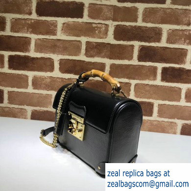 Gucci Padlock Small Bamboo Shoulder Bag 603221 Leather Black 2020 - Click Image to Close