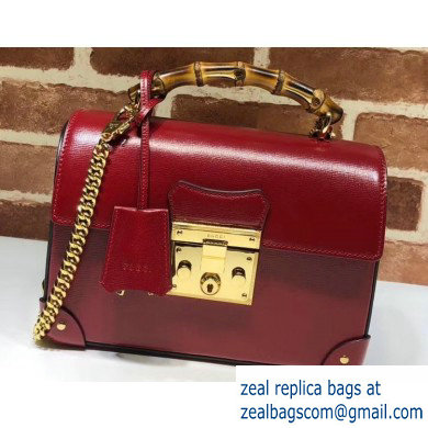 Gucci Padlock Small Bamboo Shoulder Bag 603221 Leather Red 2020 - Click Image to Close