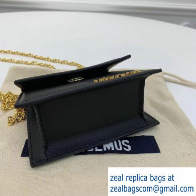 Jacquemus Leather Le Piccolo Micro Chain Bag Black - Click Image to Close