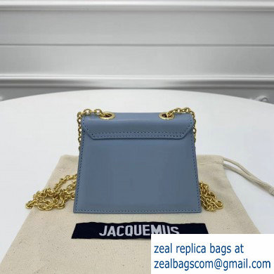 Jacquemus Leather Le Piccolo Micro Chain Bag Light Blue - Click Image to Close